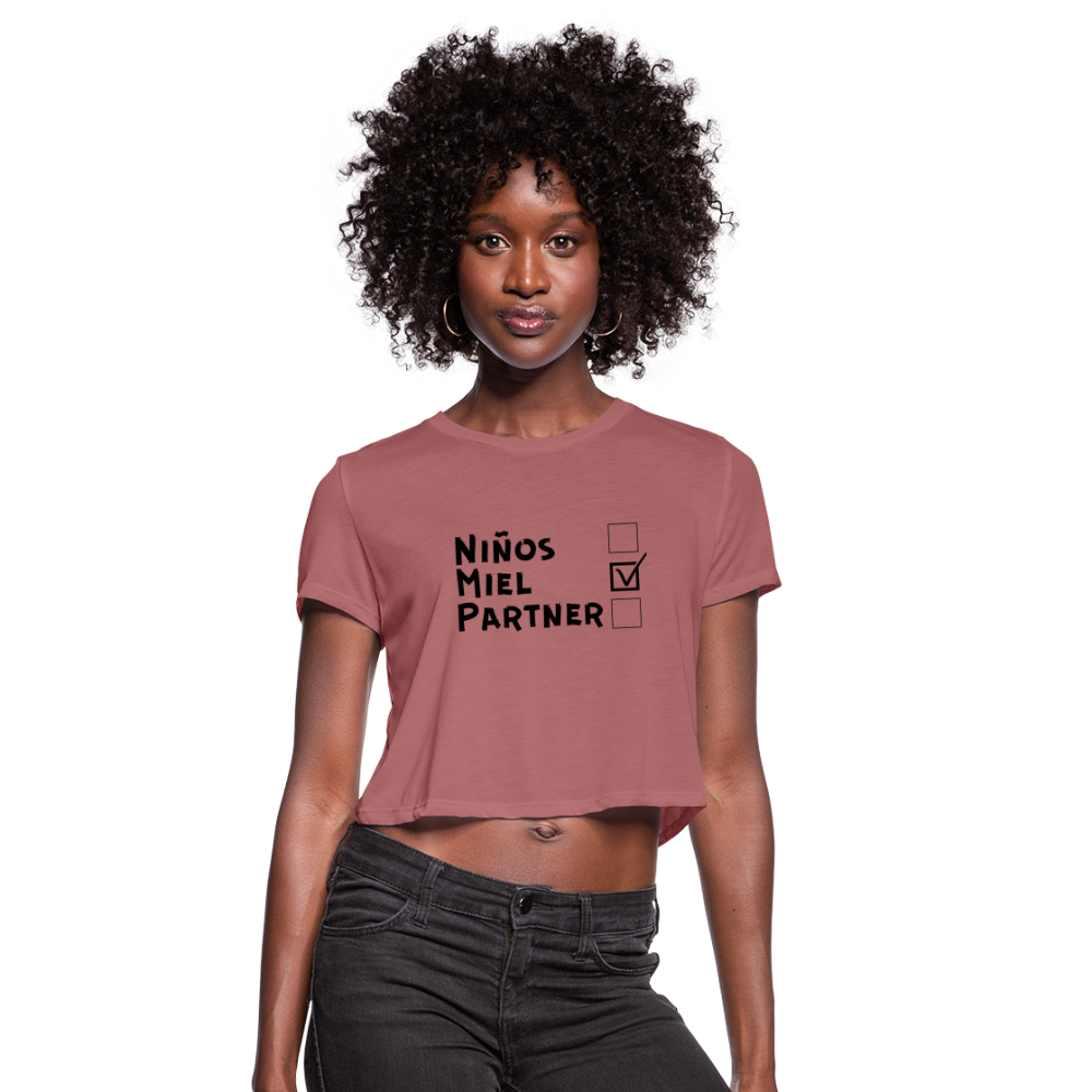 Women's Cropped T-Shirt. - Miel - mauve